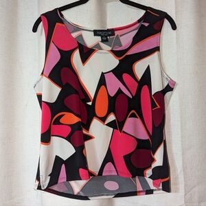 2000s Perceptions Abstract Artsy Orange Pink Y2K Blouse